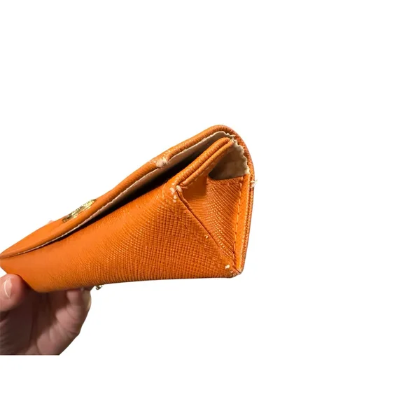 Tory Burch Glasses Case Small Magnetic Snap Close Orange - Picture 6 of 9